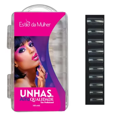 Unha Postiça Transparente Quadrada